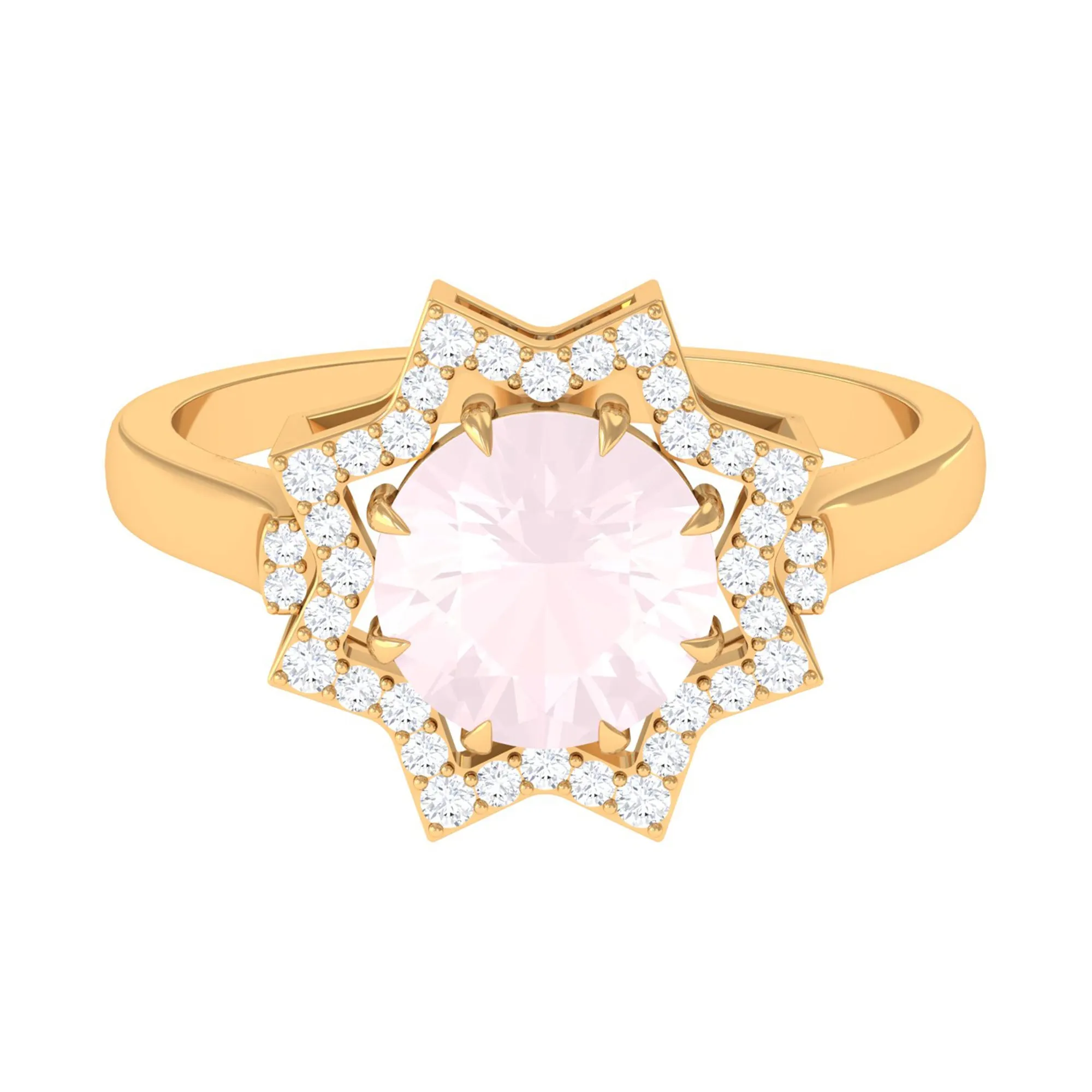 2.5 CT Rose Quartz Star Shape Engagement Ring with Diamond