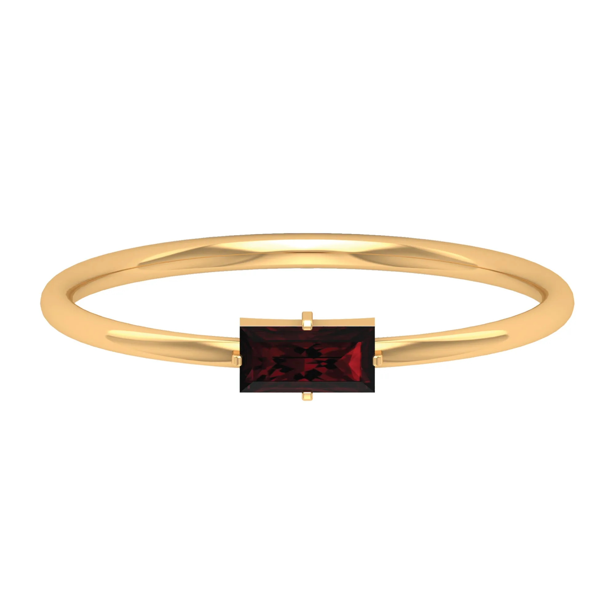 2.5X5 MM Baguette Cut Garnet Solitaire Ring in 4 Prong Diagonal Setting