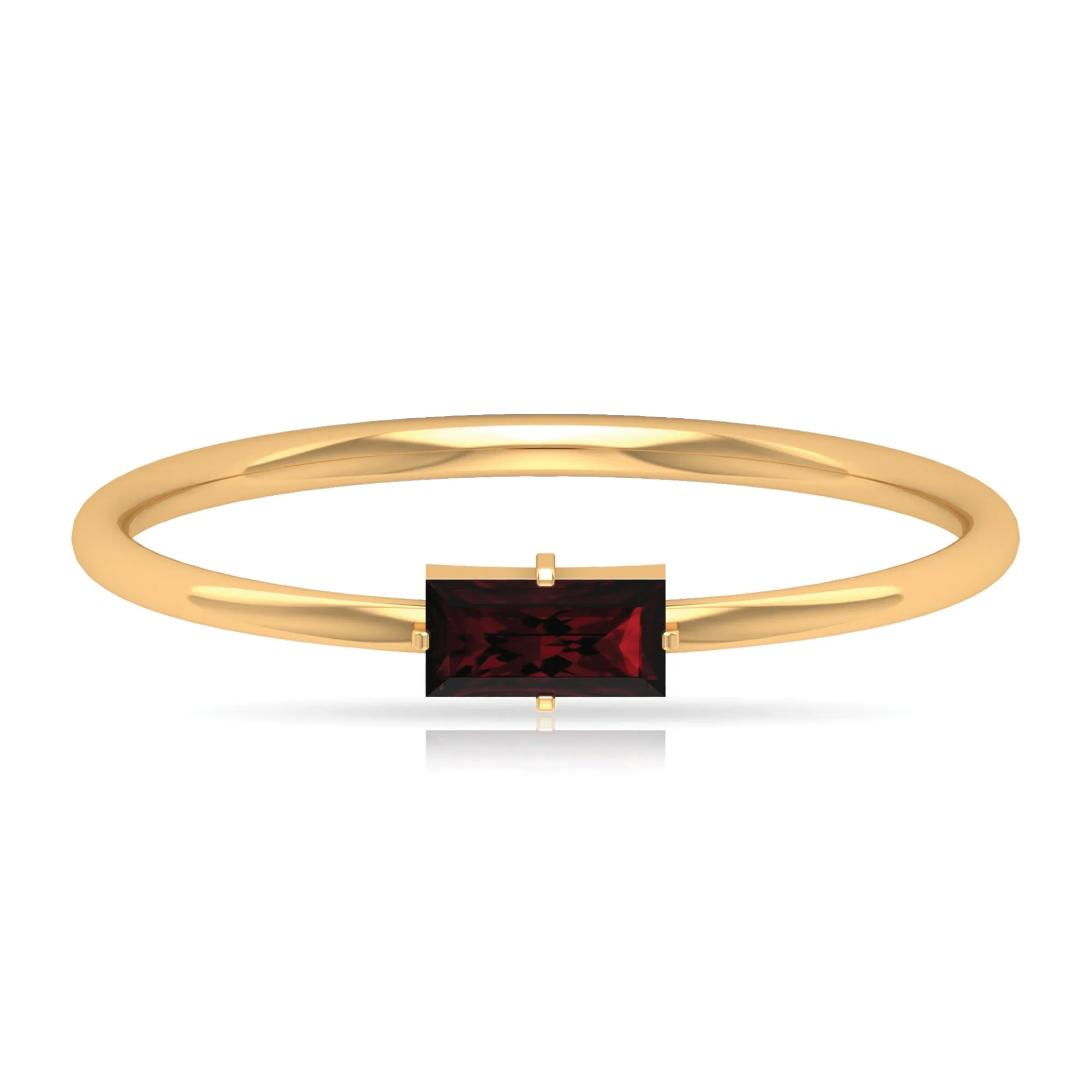 2.5X5 MM Baguette Cut Garnet Solitaire Ring in 4 Prong Diagonal Setting