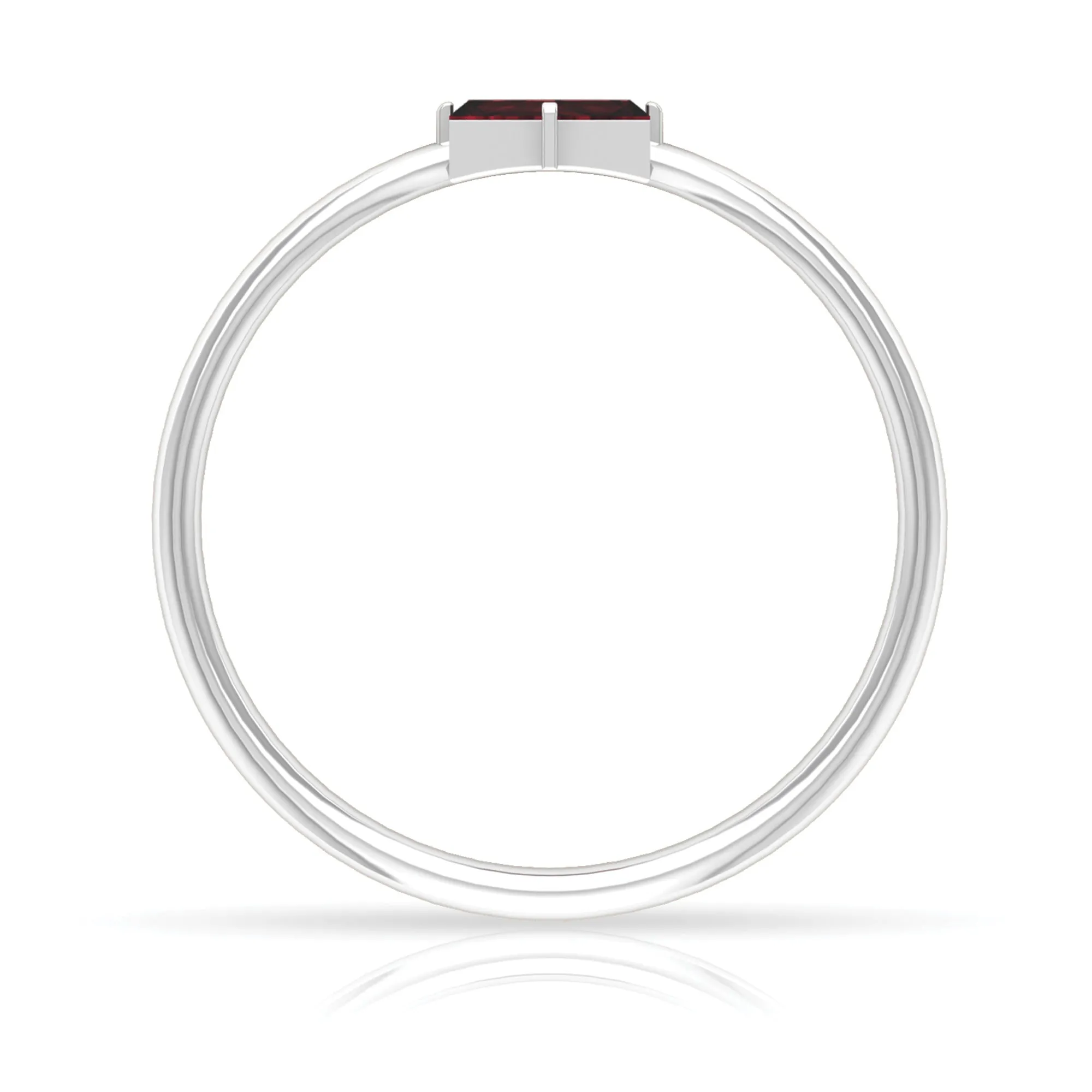 2.5X5 MM Baguette Cut Garnet Solitaire Ring in 4 Prong Diagonal Setting