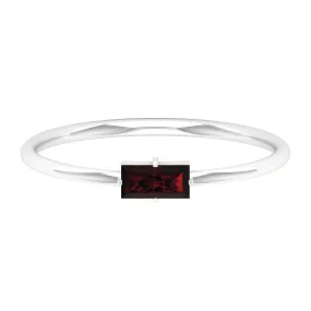 2.5X5 MM Baguette Cut Garnet Solitaire Ring in 4 Prong Diagonal Setting