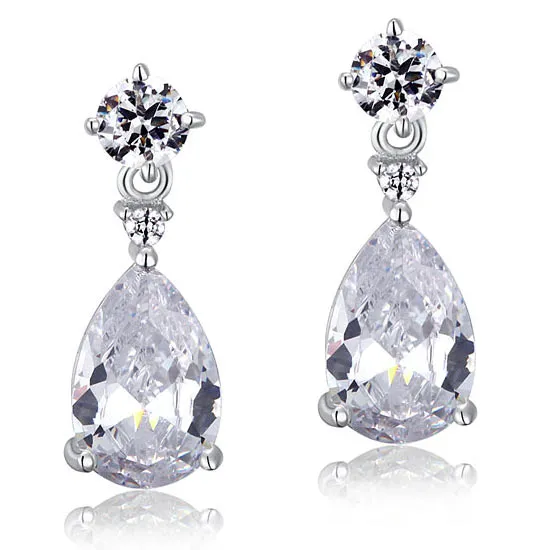 3 Carat Pear Cut Created Diamond 925 Sterling Silver Dangle Earrings XFE8031