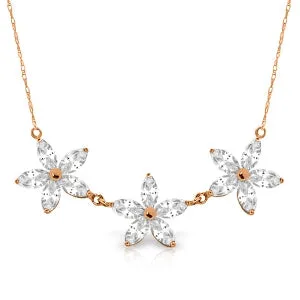 4.75 Carat 14K Solid Rose Gold Necklace Natural White Topaz
