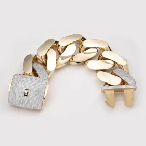 50mm Monaco Cuban Link Bracelet 10K Yellow Gold