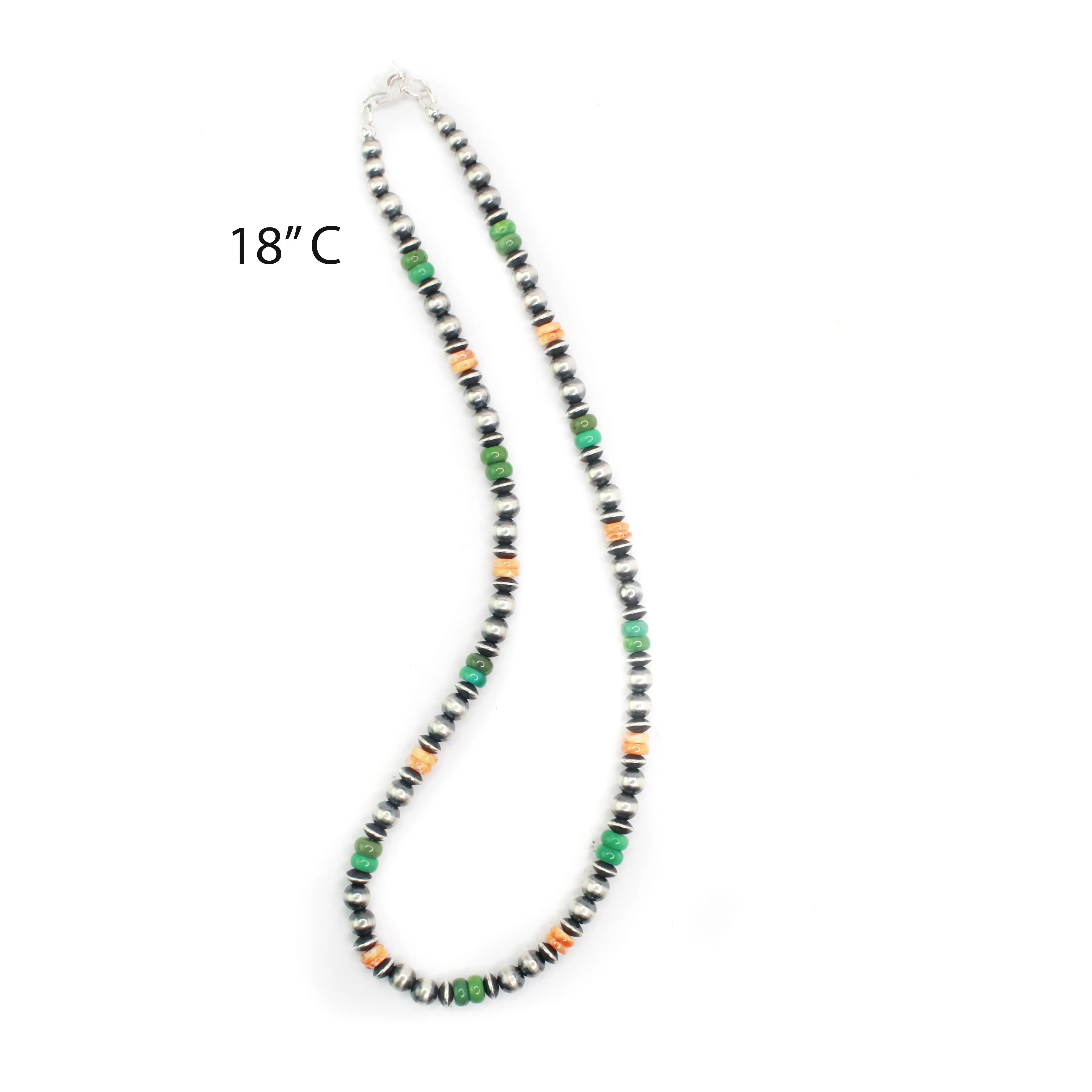 6mm Navajo Pearls - Orange Spiny Oyster/Green Turquoise