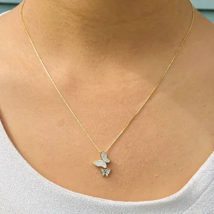 925 Sterling Silver and 18K Gold-Filled Butterfly Necklace