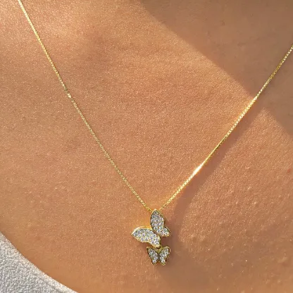 925 Sterling Silver and 18K Gold-Filled Butterfly Necklace
