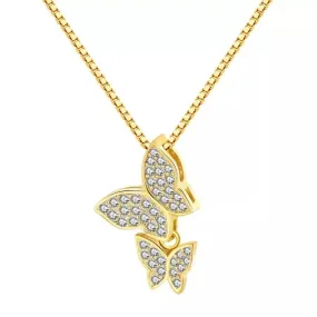 925 Sterling Silver and 18K Gold-Filled Butterfly Necklace