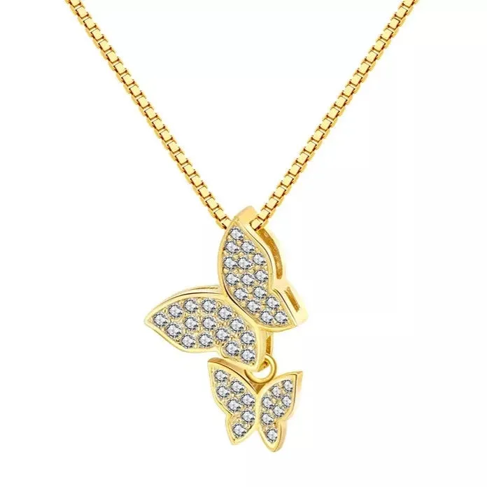 925 Sterling Silver and 18K Gold-Filled Butterfly Necklace
