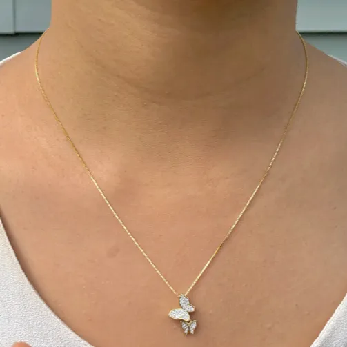 925 Sterling Silver and 18K Gold-Filled Butterfly Necklace