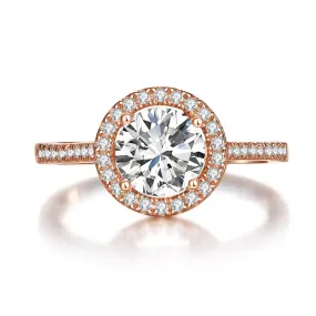 925 Sterling Silver Wedding Engagement Rose Gold Plated Ring Created Zirconia MXFR8326