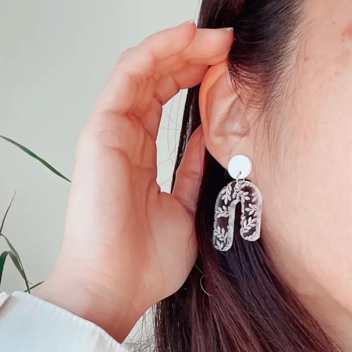 Acrylic Plant Patterned Earrings