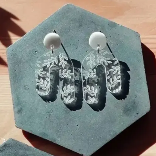 Acrylic Plant Patterned Earrings