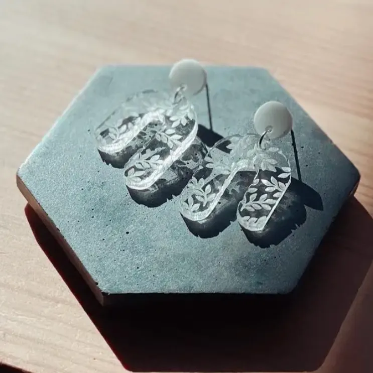 Acrylic Plant Patterned Earrings