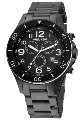 Akribos Xxiv Ultimate Chronograph Black Ion-plated Steel Bracelet Men's Watch AK616WT