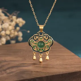 Ancient Gold Filigree Ruyi Wishful Lock Women's Necklace