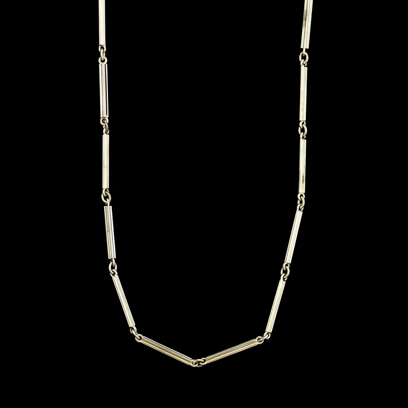 Antique 14K White Gold Estate Pocket Watch Chain
