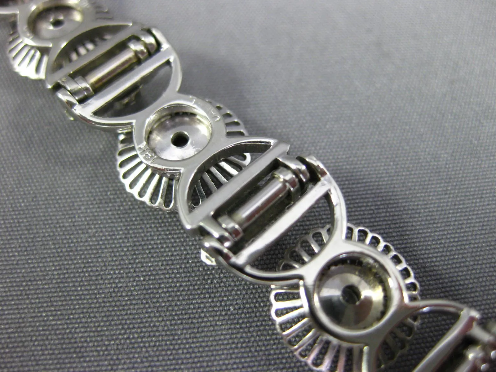 ANTIQUE .90CT OLD MINE DIAMOND 18K WHITE GOLD 3D FLOWER FILIGREE TENNIS BRACELET
