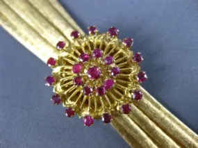 ANTIQUE LARGE 1.70CT AAA RUBY 18K YELLOW GOLD MULTI STRAND FLOWER BRACELET 25777