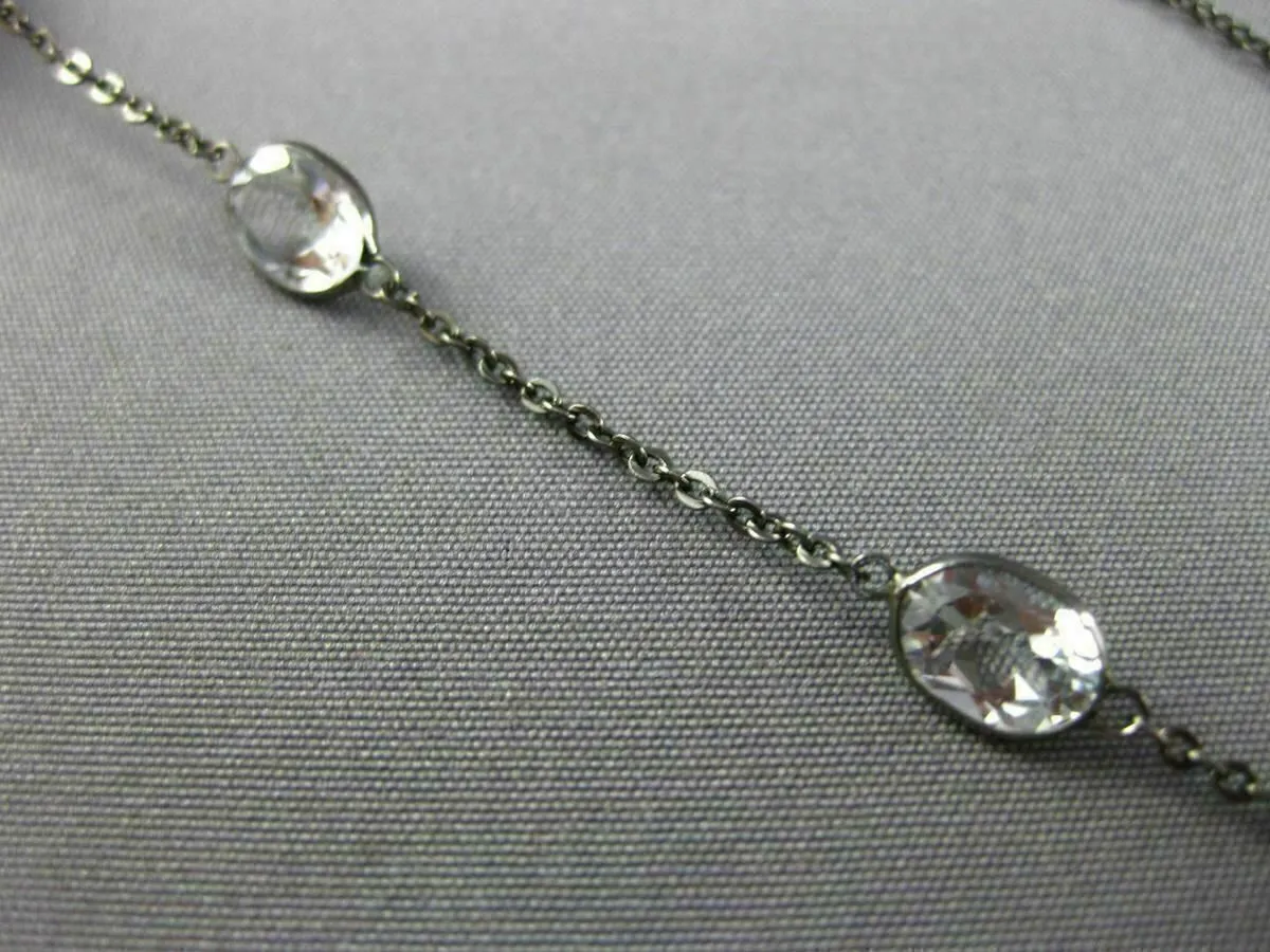 ANTIQUE LONG 14KT BLACK GOLD 3D TOPAZ & AAA SOUTH SEA PEARL BY THE YARD NECKLACE