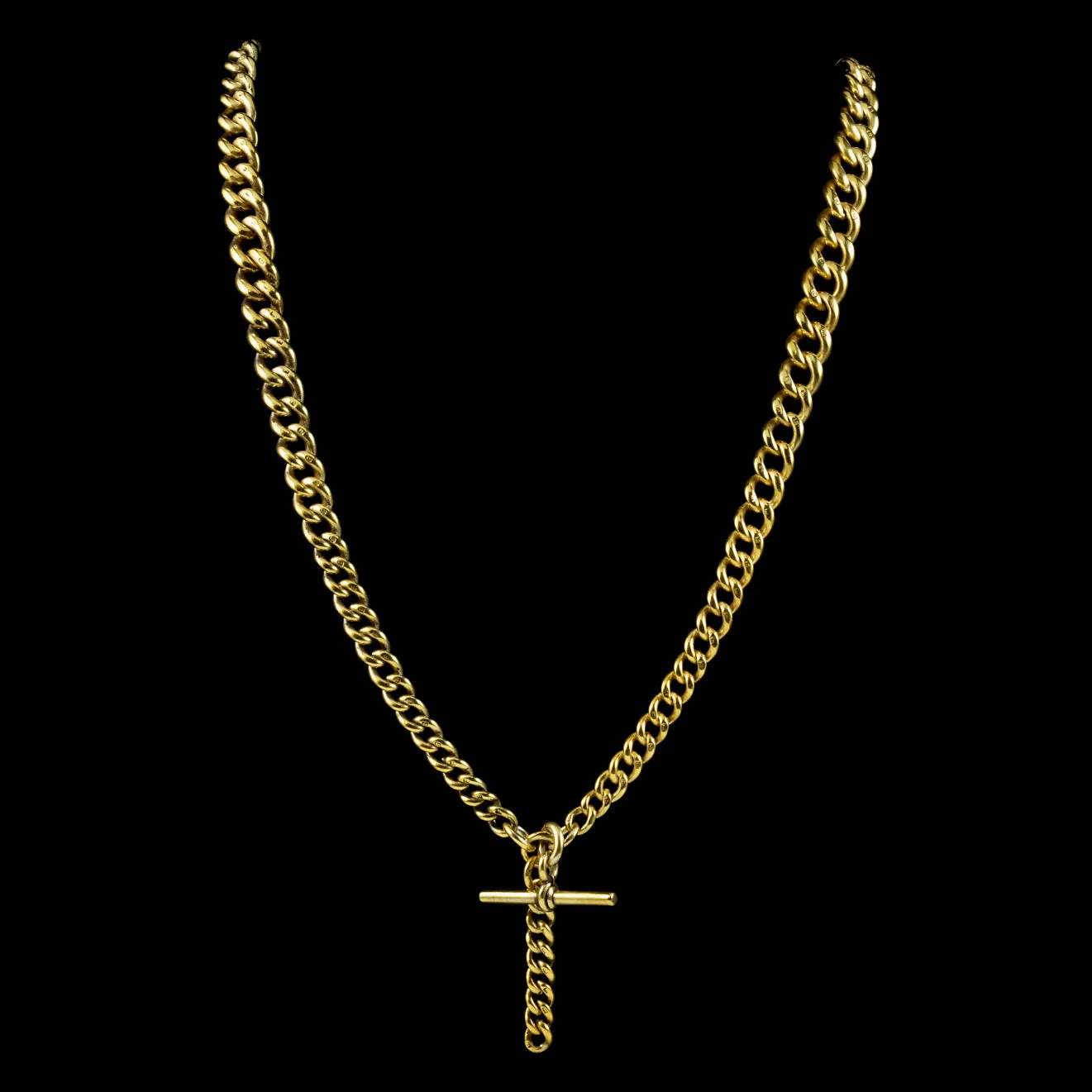 Antique Victorian Albert Chain Necklace 18ct Gold Sterling Silver Dated 1886