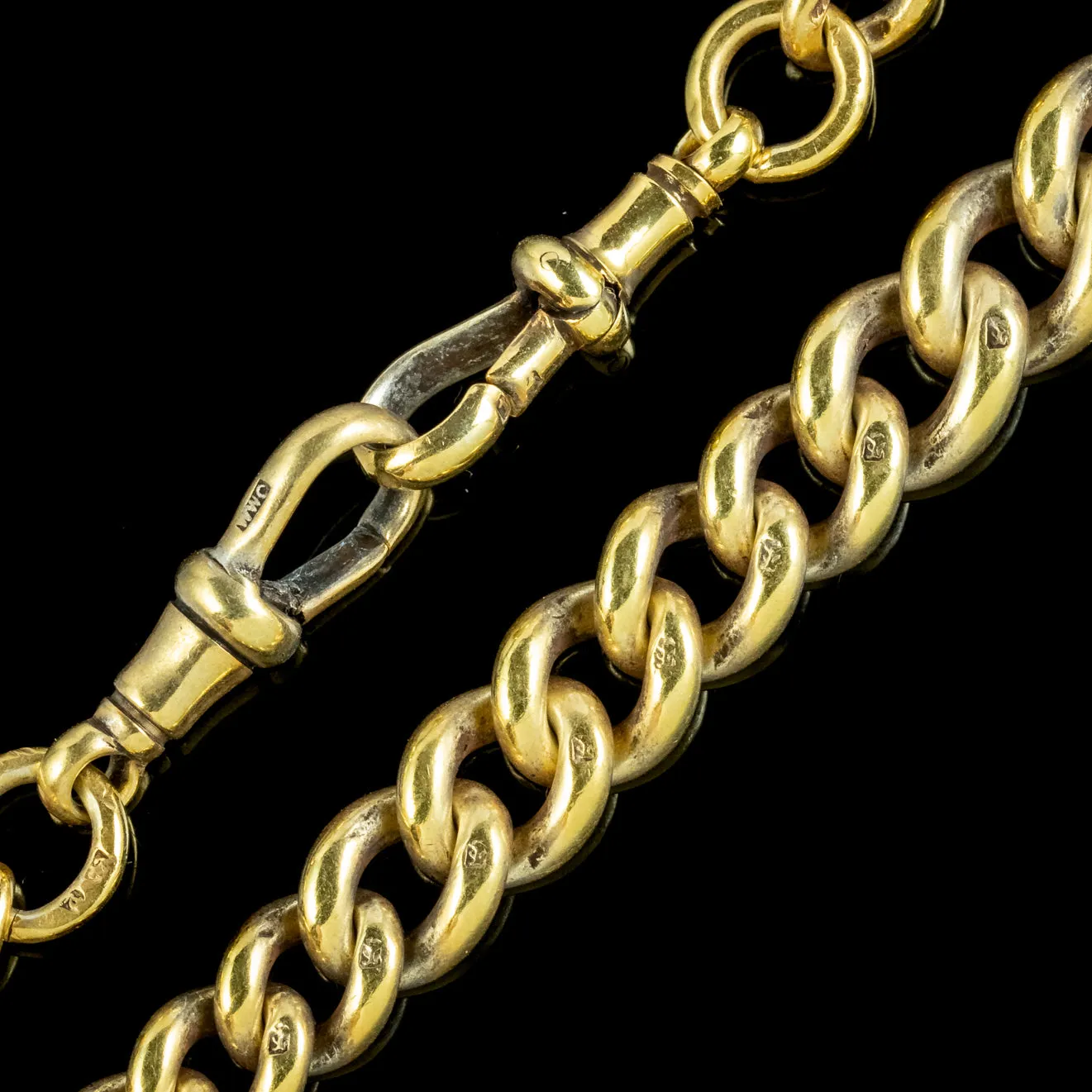 Antique Victorian Albert Chain Necklace 18ct Gold Sterling Silver Dated 1886