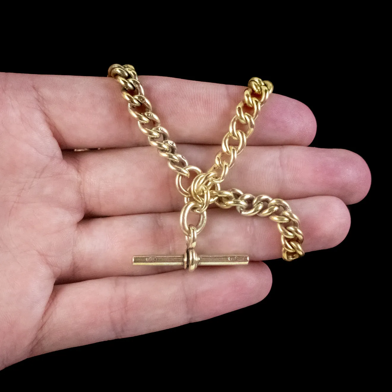 Antique Victorian Albert Chain Necklace 18ct Gold Sterling Silver Dated 1886
