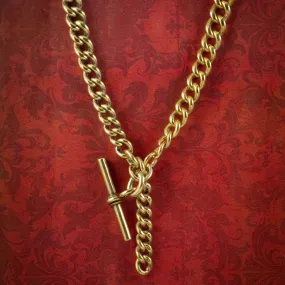 Antique Victorian Albert Chain Necklace 18ct Gold Sterling Silver Dated 1886