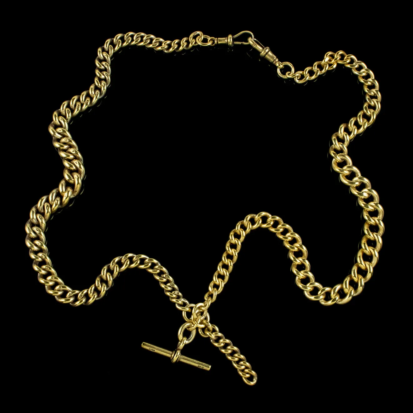 Antique Victorian Albert Chain Necklace 18ct Gold Sterling Silver Dated 1886