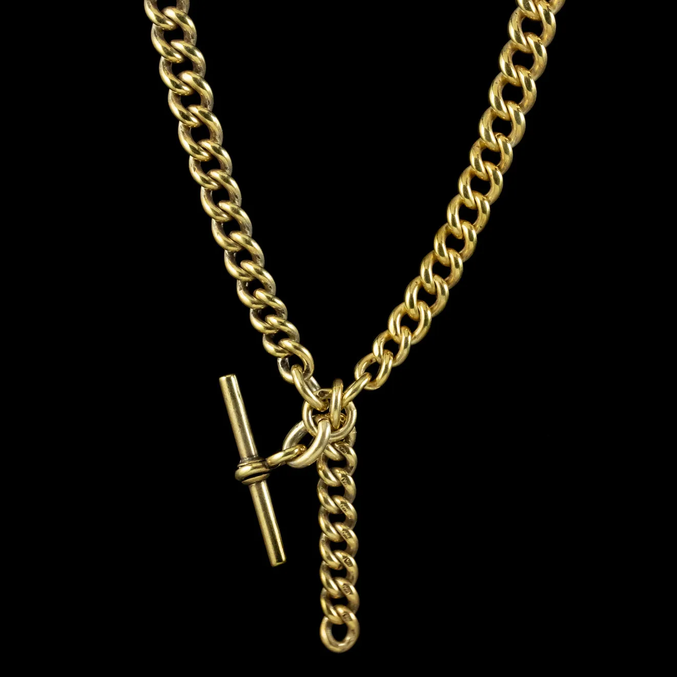 Antique Victorian Albert Chain Necklace 18ct Gold Sterling Silver Dated 1886