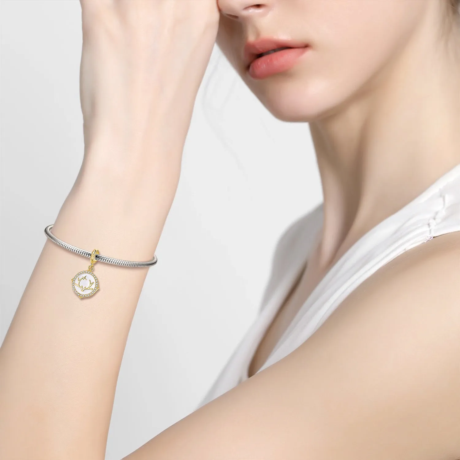 Antler Zircon Circle Silver Pendant