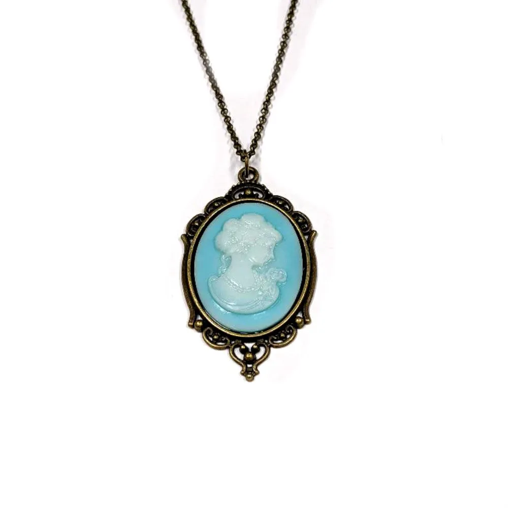 Aqua Cameo Necklace