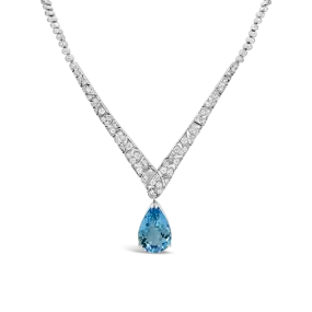 Aquamarine & Diamond Estate Necklace