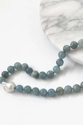 Aquamarine  Baroque Pearl Necklace