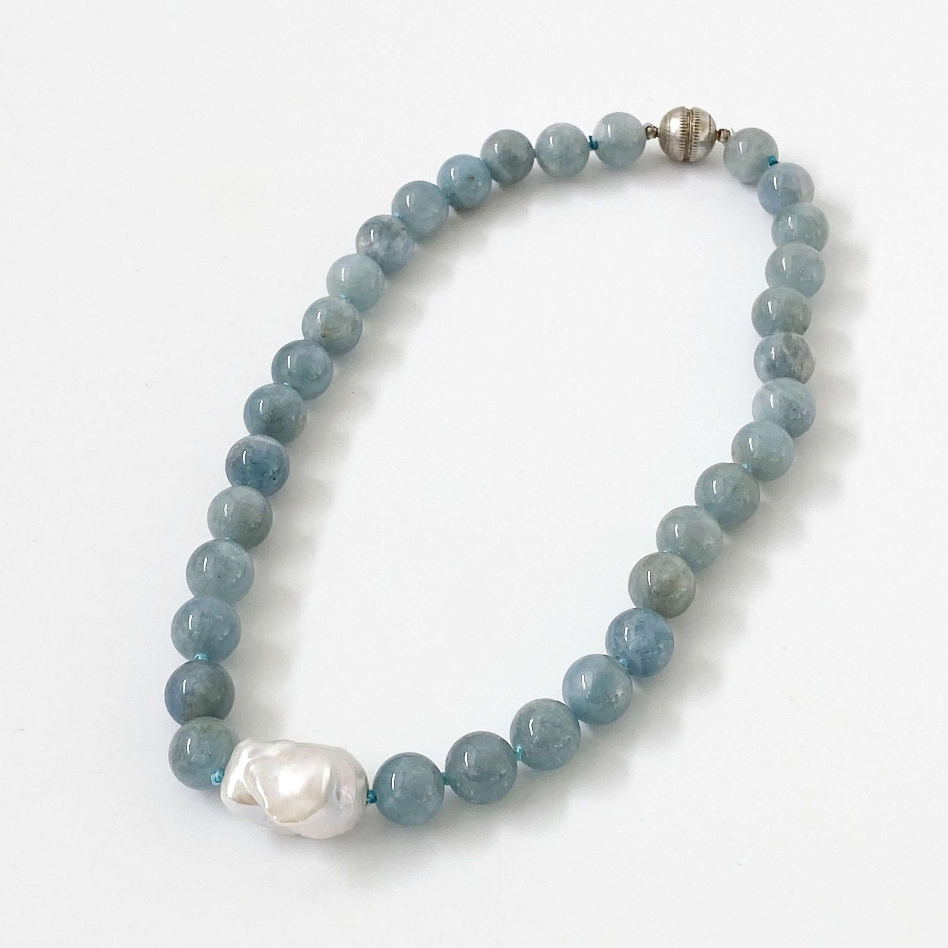 Aquamarine  Baroque Pearl Necklace