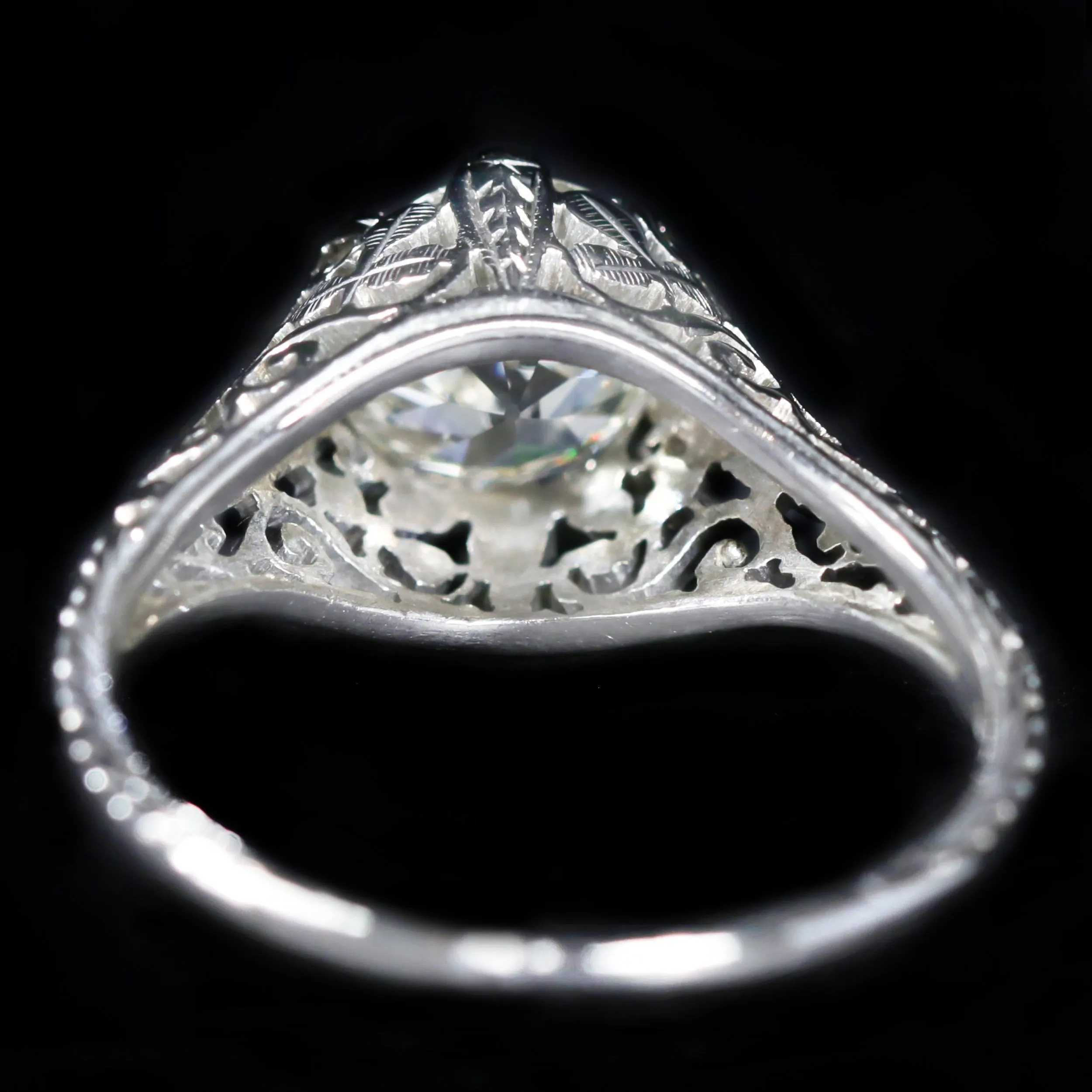Art Deco Belais 1.57 Carat Old European Cut Diamond Engagement Ring