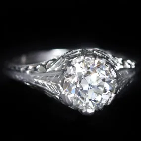Art Deco Belais 1.57 Carat Old European Cut Diamond Engagement Ring