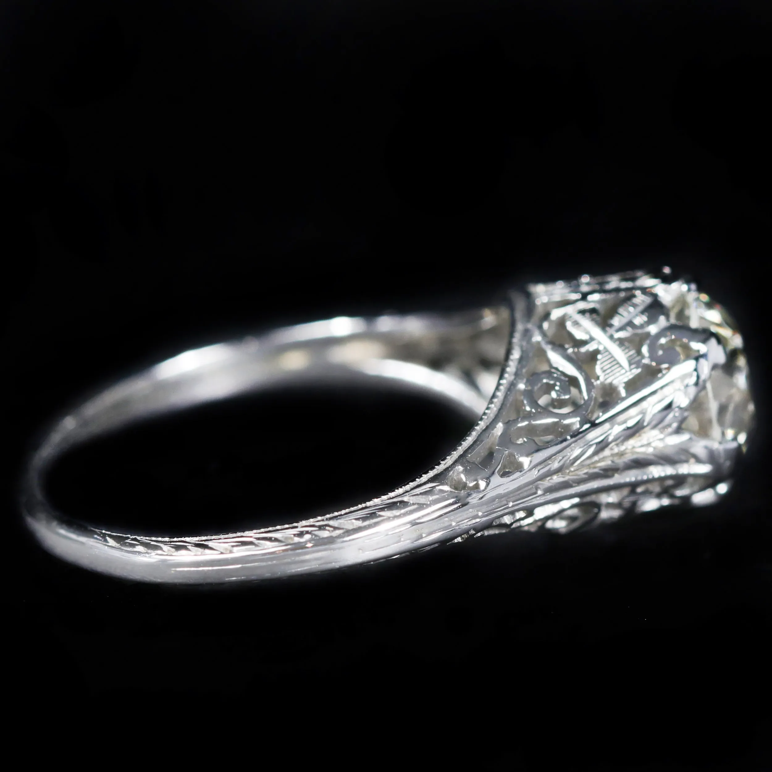 Art Deco Belais 1.57 Carat Old European Cut Diamond Engagement Ring