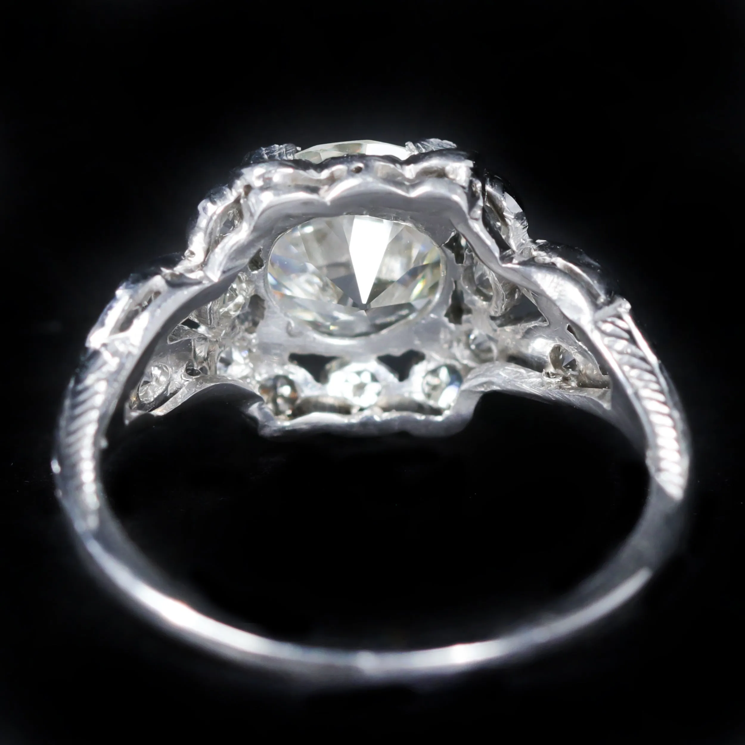 Art Deco Platinum 1.68 Carat Old European Cut Diamond Engagement Ring
