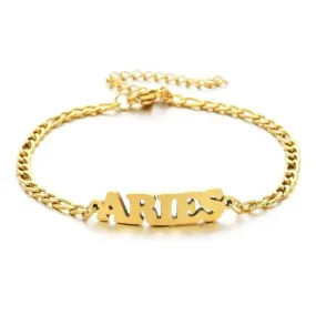 Beach stainless steel twelve constellations letter brand bracelet and anklet Figaro NK personalized chain in stock