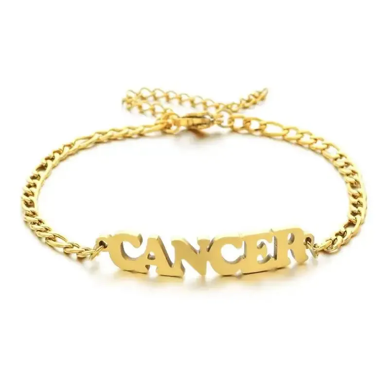 Beach stainless steel twelve constellations letter brand bracelet and anklet Figaro NK personalized chain in stock