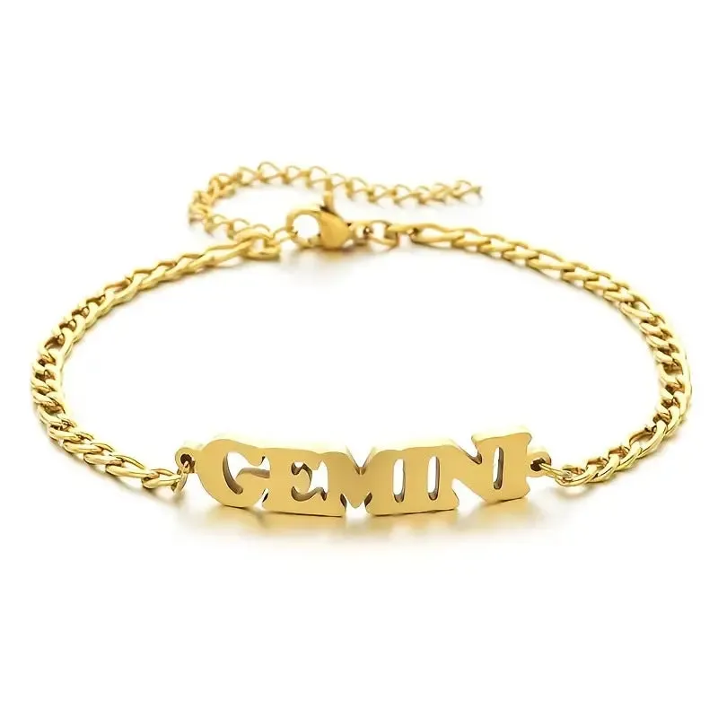 Beach stainless steel twelve constellations letter brand bracelet and anklet Figaro NK personalized chain in stock