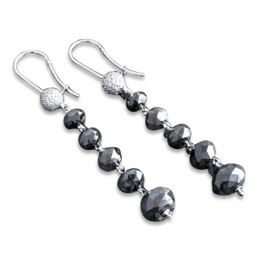 Black Diamond Dangle Earrings, 22.00 Carats