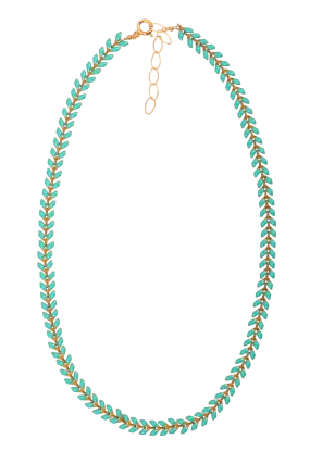 Brown Eyed Girl Turquoise Leaf Chain Necklace