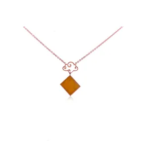 Brown Square Jade with Cloud Necklace