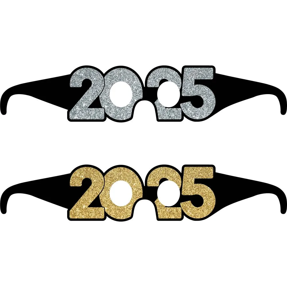 Bulk Pack of 12 "2025" Paper Glasses