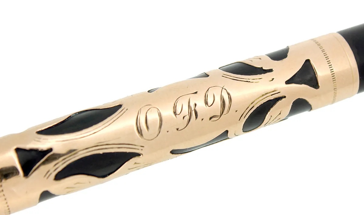 C1923 WATERMAN 552 SOLID 14K GOLD FILIGREE ART NOUVEAU OVERLAY FOUNTAIN PEN RESTORED