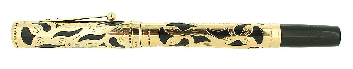 C1923 WATERMAN 552 SOLID 14K GOLD FILIGREE ART NOUVEAU OVERLAY FOUNTAIN PEN RESTORED
