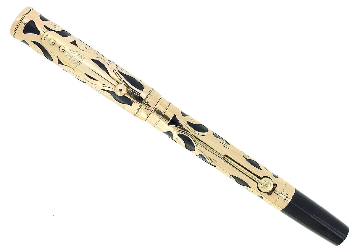 C1923 WATERMAN 552 SOLID 14K GOLD FILIGREE ART NOUVEAU OVERLAY FOUNTAIN PEN RESTORED