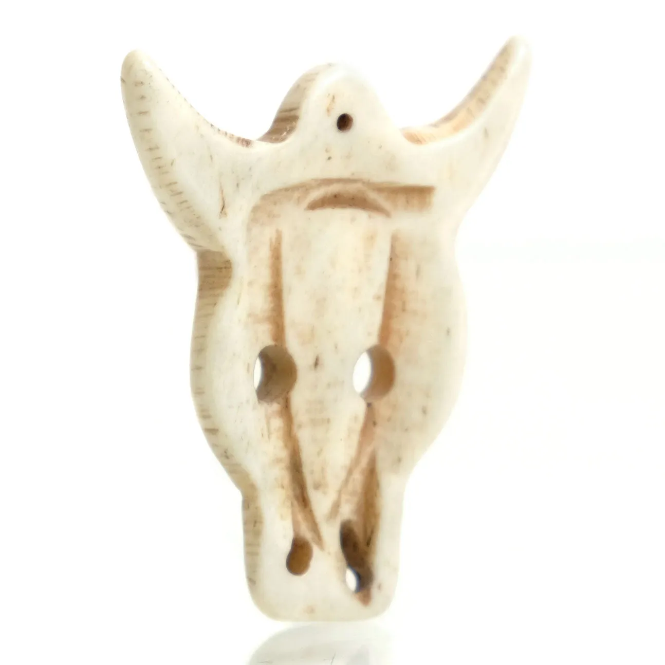 Carved Bone Cattle Skull Pendant
